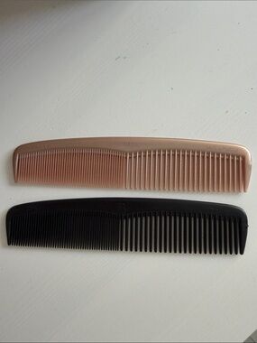 Vintage Dual-Teeth Men's Hair Combs (2)- Black and Rose Gold Made in Finland